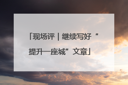 现场评｜继续写好“提升一座城”文章