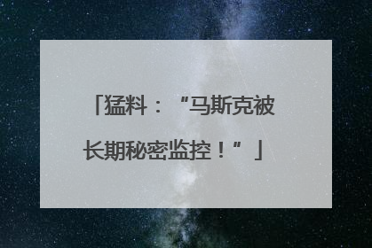 猛料：“马斯克被长期秘密监控！”