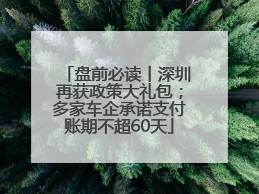 盘前必读丨深圳再获政策大礼包；多家车企承诺支付账期不超60天