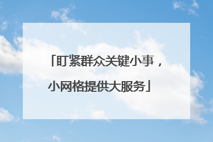 盯紧群众关键小事，小网格提供大服务