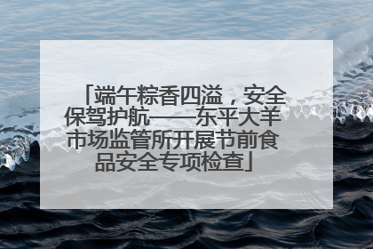 端午粽香四溢，安全保驾护航——东平大羊市场监管所开展节前食品安全专项检查
