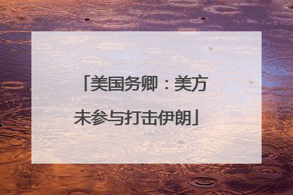 美国务卿：美方未参与打击伊朗