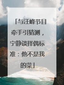 与汪峰节目牵手引猜测，宁静谈择偶标准：他不是我的菜