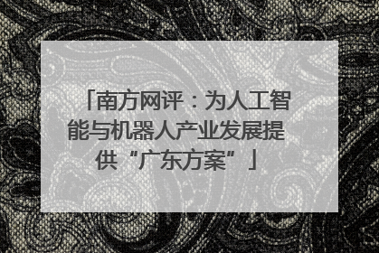 南方网评：为人工智能与机器人产业发展提供“广东方案”