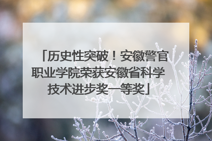 历史性突破！安徽警官职业学院荣获安徽省科学技术进步奖一等奖