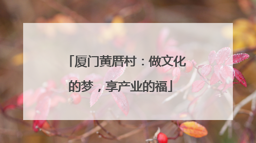 厦门黄厝村：做文化的梦，享产业的福