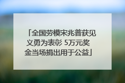 全国劳模宋兆普获见义勇为表彰 5万元奖金当场捐出用于公益