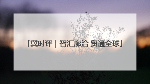 冀时评｜智汇廊洽 贸通全球
