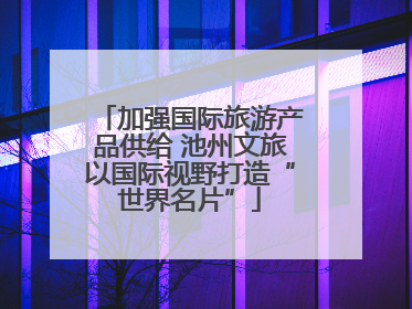 加强国际旅游产品供给 池州文旅以国际视野打造“世界名片”