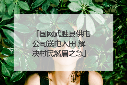国网武胜县供电公司送电入田 解决村民燃眉之急