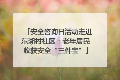 安全咨询日活动走进东湖村社区：老年居民收获安全“三件宝”