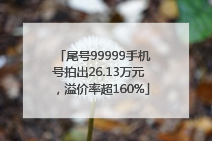 尾号99999手机号拍出26.13万元，溢价率超160%
