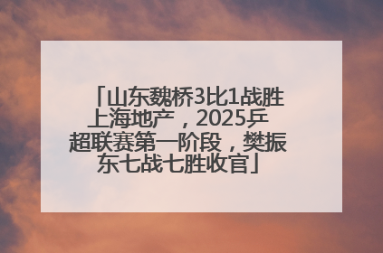 山东魏桥3比1战胜上海地产，2025乒超联赛第一阶段，樊振东七战七胜收官