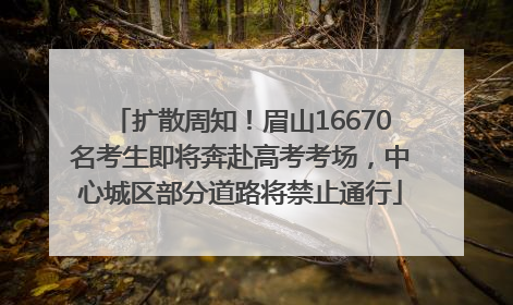 扩散周知！眉山16670名考生即将奔赴高考考场，中心城区部分道路将禁止通行