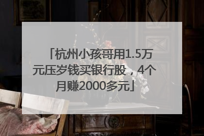 杭州小孩哥用1.5万元压岁钱买银行股，4个月赚2000多元