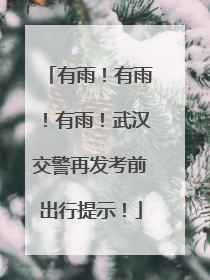 有雨！有雨！有雨！武汉交警再发考前出行提示！