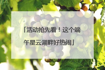 活动抢先看！这个端午星云湖畔好热闹