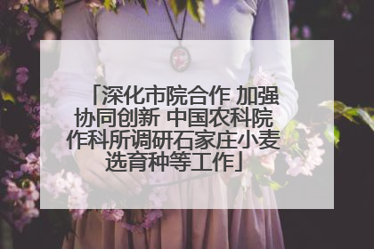 深化市院合作 加强协同创新 中国农科院作科所调研石家庄小麦选育种等工作