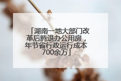 湖南一地大部门改革后腾退办公用房，年节省行政运行成本700余万