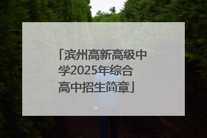 滨州高新高级中学2025年综合高中招生简章