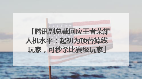 腾讯副总裁回应王者荣耀人机水平：起初为顶替掉线玩家，可秒杀比赛级玩家