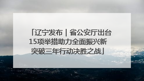 辽宁发布｜省公安厅出台15项举措助力全面振兴新突破三年行动决胜之战