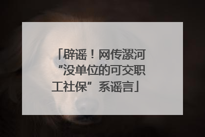 辟谣！网传漯河“没单位的可交职工社保”系谣言