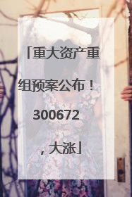 重大资产重组预案公布！300672，大涨