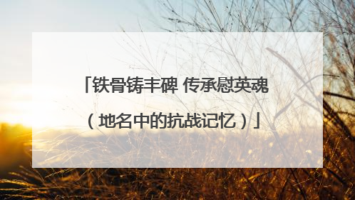 铁骨铸丰碑 传承慰英魂（地名中的抗战记忆）