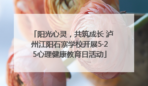 阳光心灵，共筑成长 泸州江阳石寨学校开展5·25心理健康教育日活动