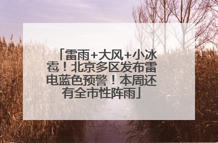 雷雨+大风+小冰雹！北京多区发布雷电蓝色预警！本周还有全市性阵雨