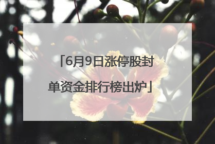 6月9日涨停股封单资金排行榜出炉